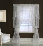 Grandeur Sheer Embroidered Tiers and Panels - White